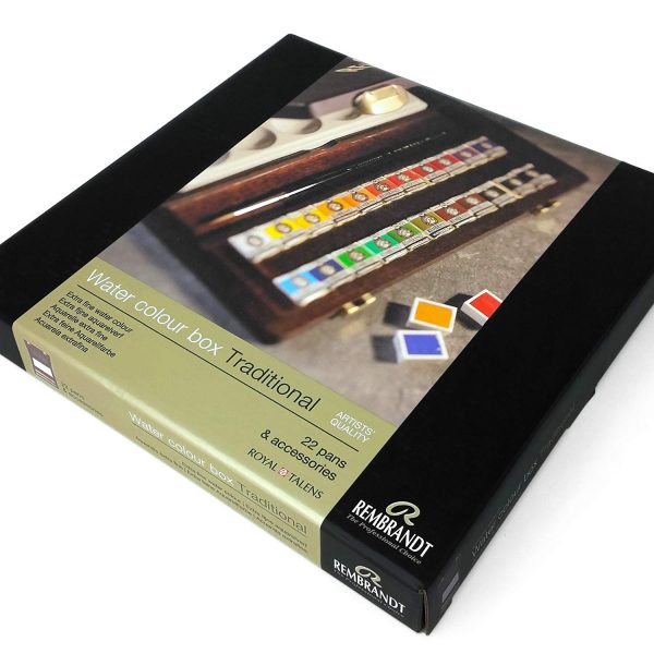 Set acuarelas Rembrandt en Caja de madera 22 "godets" más accesorios - Imagen 2