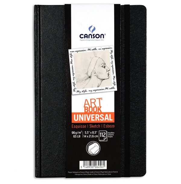 Canson Art Book Universal - Cuaderno de dibujo, 14 x 21.6 cm, color negro