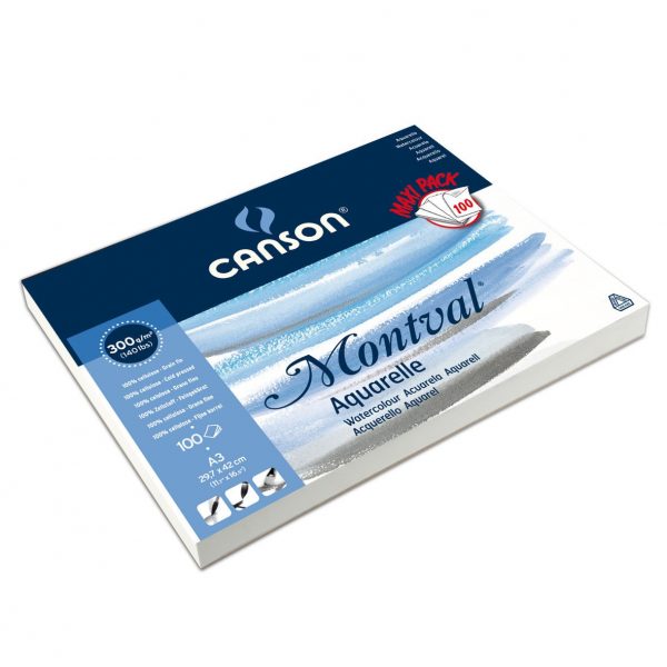Canson Montval - Bloc papel de acuarela 12 hojas, A3 - 300 gr.