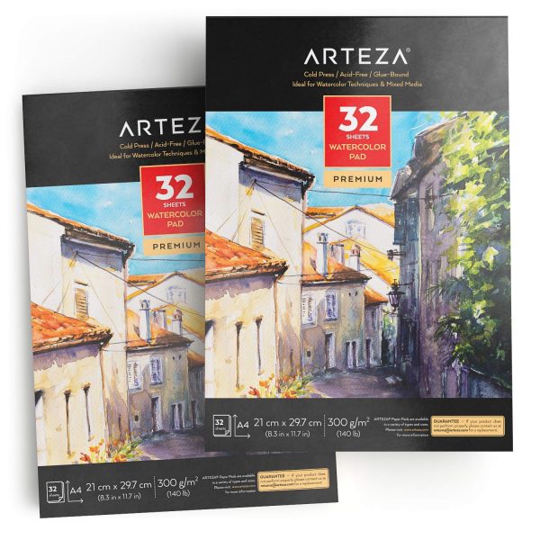 Pack, papel de acuarelas ARTEZA A4 32 hojas 300 gr.