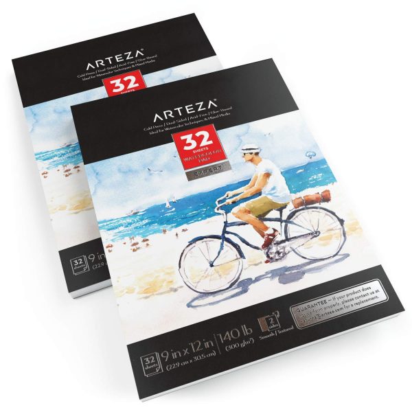 Pack, papel acuarela ARTEZA expertos 2 blocs de 32 hoja 300 gr