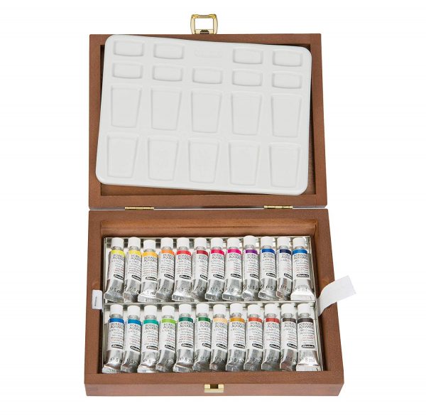 Set acuarelas Schmincke, caja madera 24 tubos 5 ml