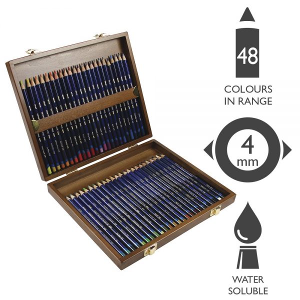 Derwent Inktense Caja madera 48 colores tinta acuarela - Imagen 2