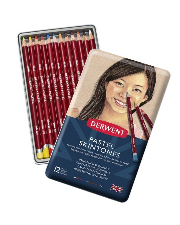 Derwent Pastel - Caja metal con 12 lápices pastel para retratos - Tonos carne - Imagen 2