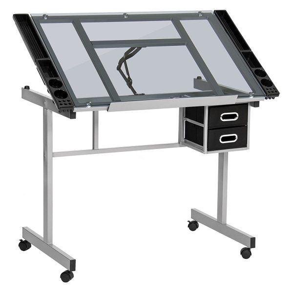 Display4top - Mesa de Dibujo Acero y Vidrio 6 mm