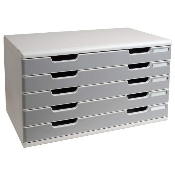 Exacompta - Mueble archivador con 5 cajones (tamaño A3), color gris perla