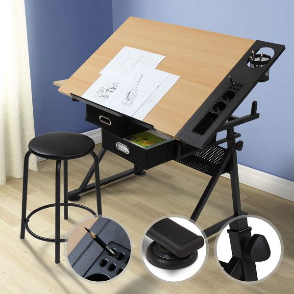 MIADOMODO Mesa de Dibujo Reclinable con Taburete