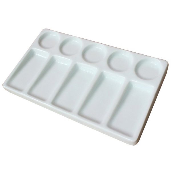 KAIMENG Paleta de Cerámica 10-Well Bandejas de Pintura de Paleta Pintura Bandeja Mezcla Cerámica Bandejas Mezcladoras (Blanco) - Imagen 2